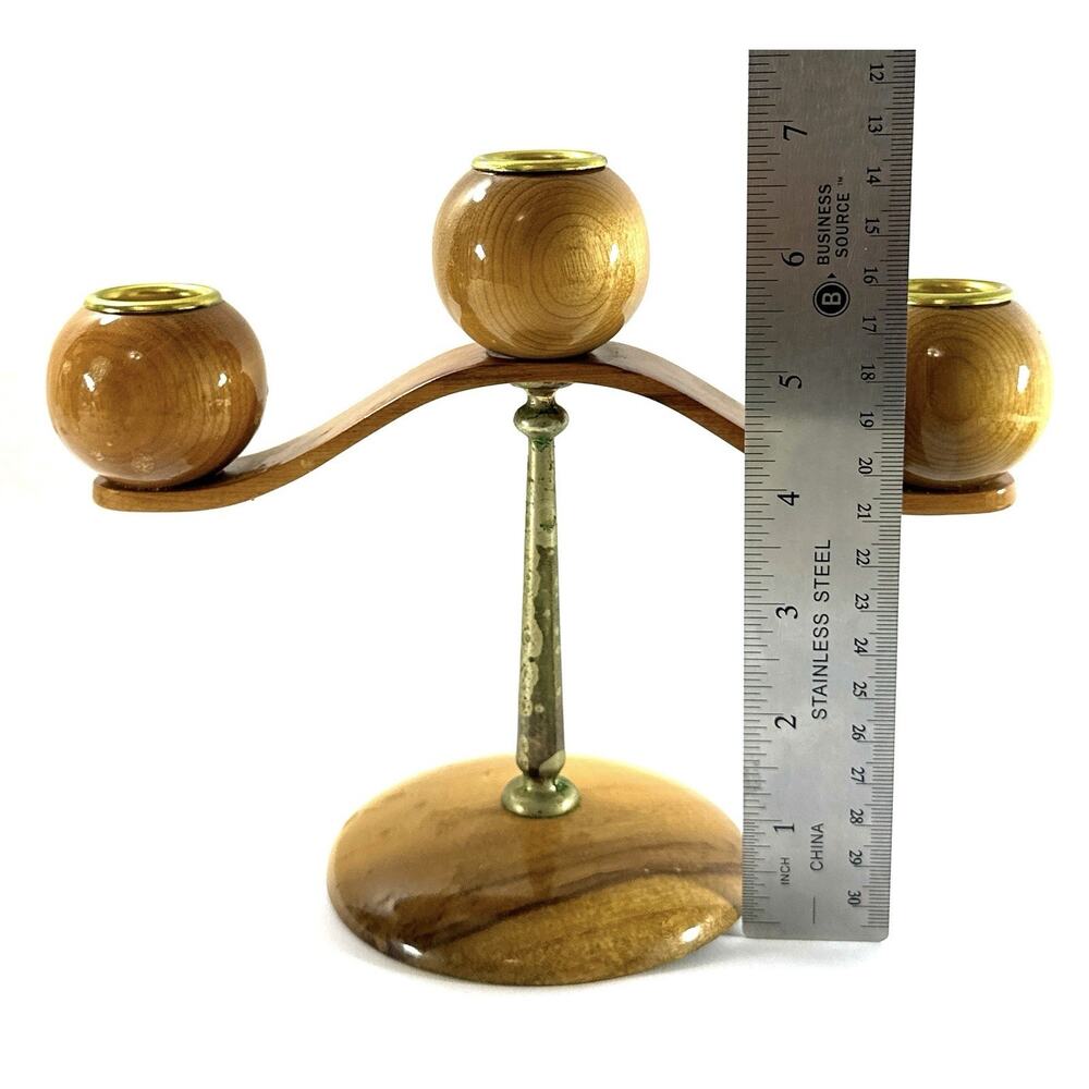 MCM Myrtlewood Candle Holder Set Oregon Myrtle Craft Studios 3 Arm + 2 Single - Picture 4 of 9